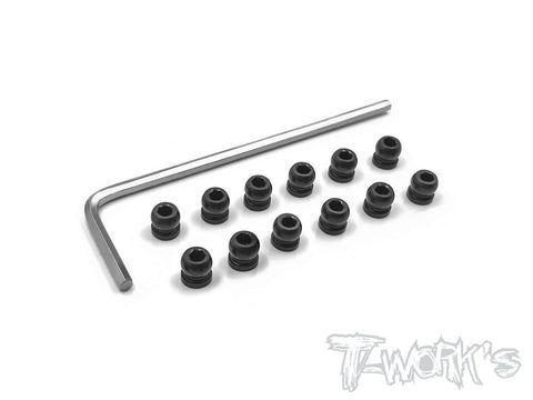 TE-156-12 7075-T6 Hard Coated Alum. 4.5mm Pivot Ball With 2mm Hex ( For Serpent Project 4X EVO ) 12pcs.