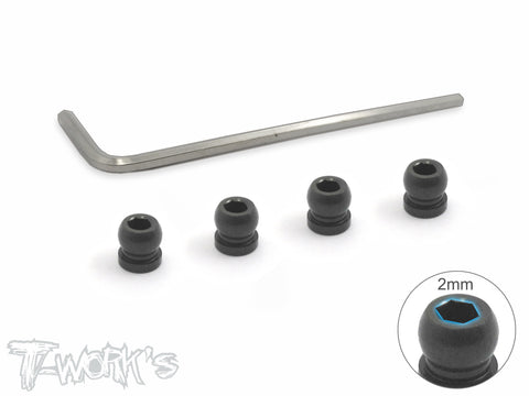 TE-156-4 7075-T6 Hard Coated Alum. 4.5mm Pivot Ball With 2mm Hex ( For Serpent Project 4X ) 4pcs.