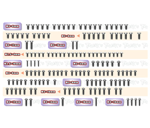 TSSU-750E 64 Titanium Screw set ( UFO Head ) 151pcs.( For Serpent 750e NATRIX )