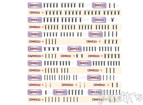 TSSU-8IGHT-X 64 Titanium Screw set ( UFO Head ) 195pcs.( For TLR 8IGHT-X-elite )