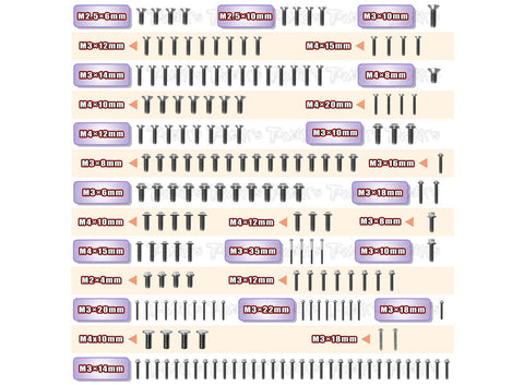 TSSU-NT482.0 64 Titanium Screw set ( UFO Head ) 179pcs.(For TEKNO NT482.0)