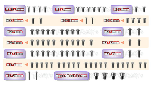 TSSU-X4'23-T 64 Titanium Upper Deck Screw set 85pcs.( For Xray X4 2023 )