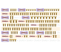 GSSU-R8.4ES  Gold Plated Steel UFO Screw Set 153pcs.( For ARC R8.4 ES )