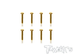 GSS-212B  2mmx12mm Gold Plated Steel Button Head Screws（8pcs.）