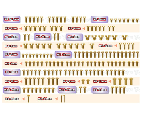 GSS-VIPER990R   Gold Plated Steel Screw Set 171pcs. ( For Serpent VIPER  990R)
