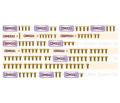 GSS-A11-T    Gold Plated Steel Upper Deck Screw set 107pcs.( For ARC A11 )