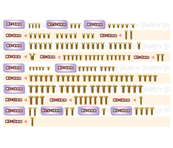GSS-MRX7-T	Gold Plated Steel Upper Deck Screw set 147pcs.( For Mugen MRX7 )