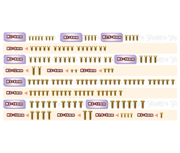 GSS-Mi10 Gold Plated Steel Screw Set 139pcs. ( For Schumacher Mi10)