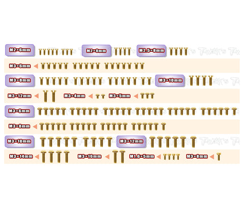 GSS-Mi10 Gold Plated Steel Screw Set 139pcs. ( For Schumacher Mi10)