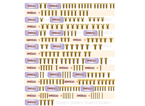 GSS-N1    Gold Plated Steel Screw Set 191pcs. ( For Agama N1 )