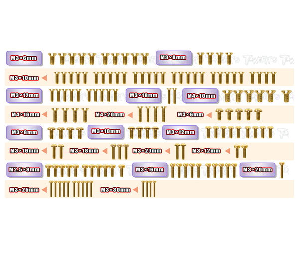 GSS-SBX4E 	 Gold Plated Steel Screw Set 136pcs. ( For WIRC SBX4E  )