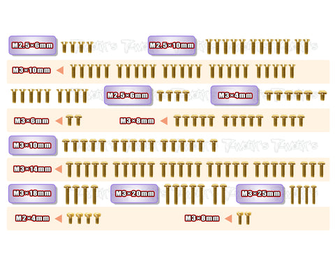 GSS-SCT410SL-REV2   Gold Plated Steel Screw Set 141pcs. ( For Tekno SCT 410SL REV2 )