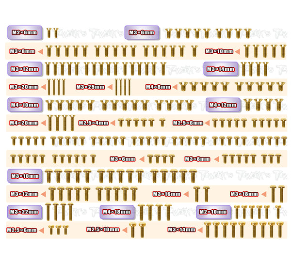GSS-SRX8GTR	Gold Plated Steel Screw Set 223pcs. ( For Serpent SRX8GTR )