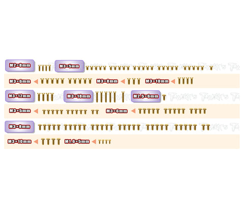 GSS-TRF421X  Gold Plated Steel Screw Set 124pcs.( For Tamiya TRF 421X )