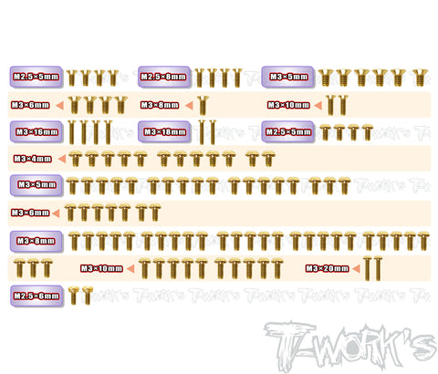 GSS-X4'26-T 	Gold Plated Steel Upper Deck Screw set 110pcs.( For Xray X4 2026 )