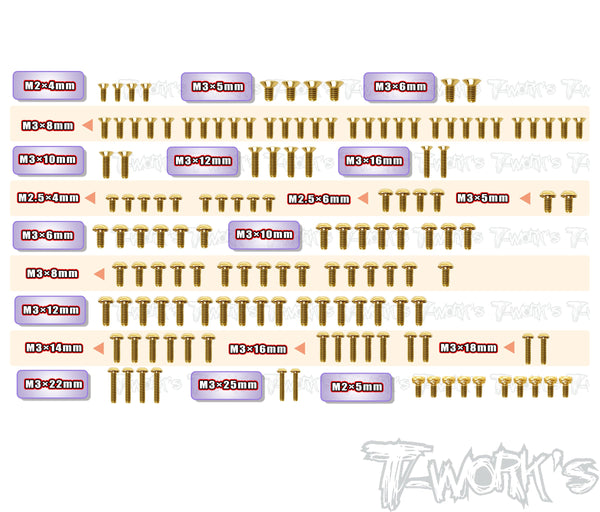GSS-XB2D'26	Gold Plated Steel Screw Set 142pcs. ( For Xray XB2D'26 )
