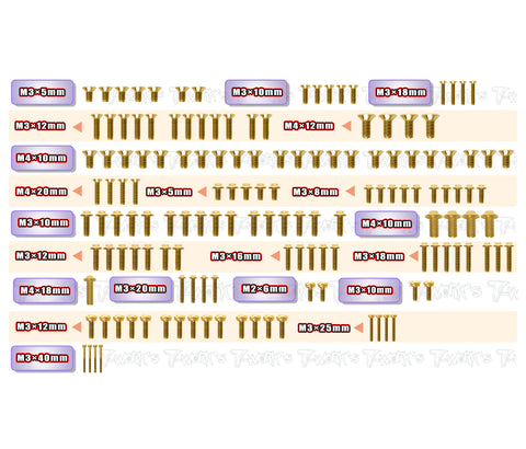 GSSU-IX5B	Gold Plated Steel UFO Screw Set  145pcs. ( For Hong Nor IX5B )