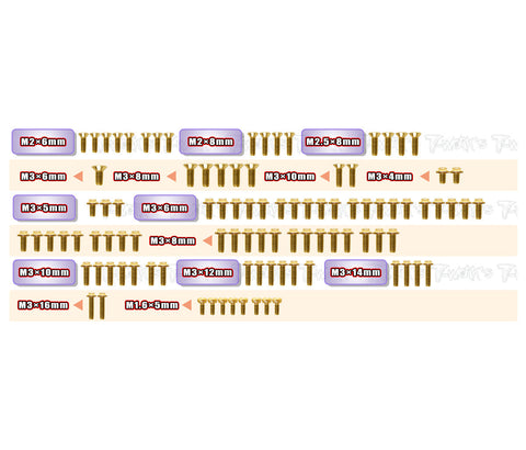 GSSU-Mi10-G   Gold Plated Steel UFO Screw Set 127pcs.   ( For Schumacher Mi10 Graphite-Spec Car )
