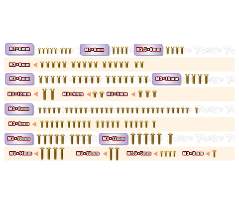 GSSU-Mi10 Gold Plated Steel UFO Screw Set 139pcs. ( ForSchumacher Mi10)