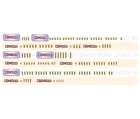 GSSU-TRF421X  Gold Plated Steel UFO Screw Set 123pcs.( For Tamiya TRF 421X )