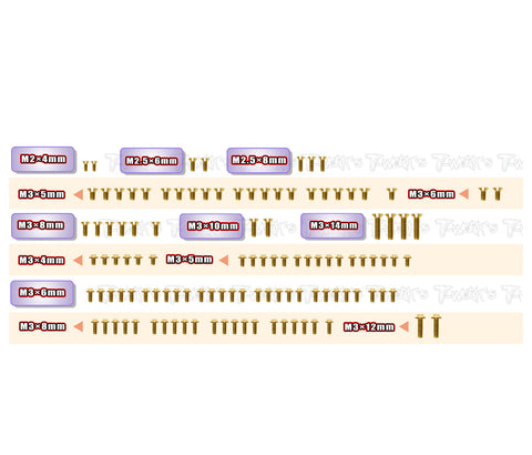 GSSU-X26    Gold Plated Steel UFO Screw Set  115pcs.  ( For Serpent X26 )