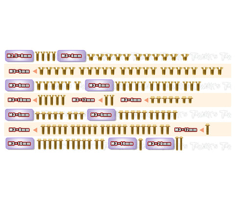 GSSU-X4F'27     Gold Plated Steel UFO Screw Set 127pcs. ( For Xray X4F 2027  )