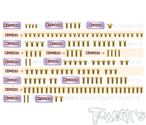 GSSU-X4'26-G 	 Gold Plated Steel UFO Screw Set 145pcs. ( For Xray X4'26 Graphite-Spec Car )