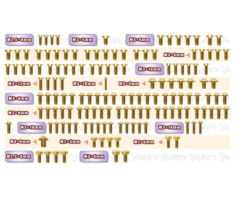 GSSU-A1025    Gold Plated Steel UFO Screw Set 146pcs.( For ARC A10 25 )