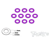 TA-006 Anodized Aluminum 3mm Bore Washers 0.5mm (10 pcs)