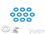 TA-006 Anodized Aluminum 3mm Bore Washers 0.5mm (10 pcs)