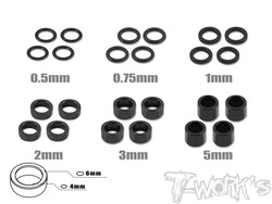 TA-019 Aluminum 4mm Bore Washer Set 0.5, 0.75 ,1 ,2 ,3 ,5mm each 4pcs.