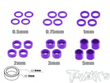 TA-019 Aluminum 4mm Bore Washer Set 0.5, 0.75 ,1 ,2 ,3 ,5mm each 4pcs.