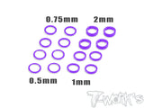 TA-051 Aluminum 6mm Bore Washer Set  0.5, 0.75 ,1 ,2mm each 4pcs.