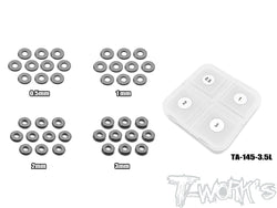 TA-145-3.5L   POM 3.5 x 9mm Bore Washer Set 0.5,1,2,3mm Each 10pcs.
