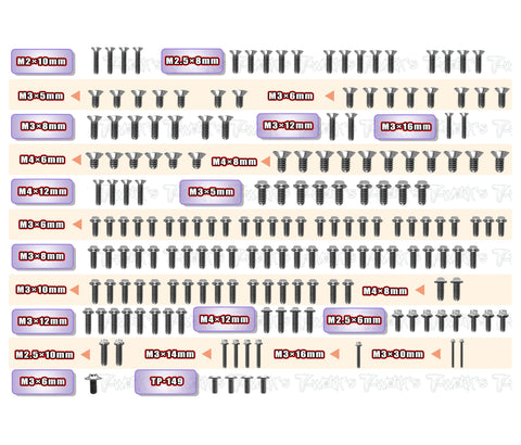 TSSU-VIPER990R   64 Titanium Screw set ( UFO Head )  180pcs.( For Serpent VIPER  990R )