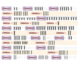 TSSU-D8WS   64 Titanium Screw set ( UFO Head ) 151pcs.( For HB Racing D8 WS )