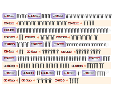 TSSU-MRX7	64 Titanium Screw set ( UFO Head ) 189pcs.( For  Mugen MRX7 )