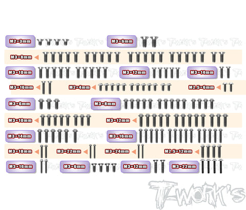 TSSU-RC10SC7	64 Titanium Screw set ( UFO Head ) 142pcs. ( For Team Associated RC10 SC7  )