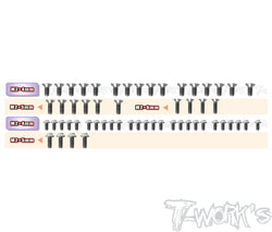 TSSU-RC28	64 Titanium Screw set ( UFO Head ) 56pcs. ( For Team Associated RC28  )