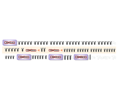 TSSU-TC28 	 64 Titanium Screw set ( UFO Head ) 72pcs. ( For Team Associated TC28  )