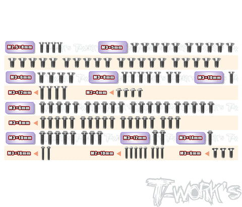 TSSU-TC8-S	64 Titanium Screw set ( UFO Head ) 116pcs. ( For Team Associated TC8 Steel-Spec Car  )