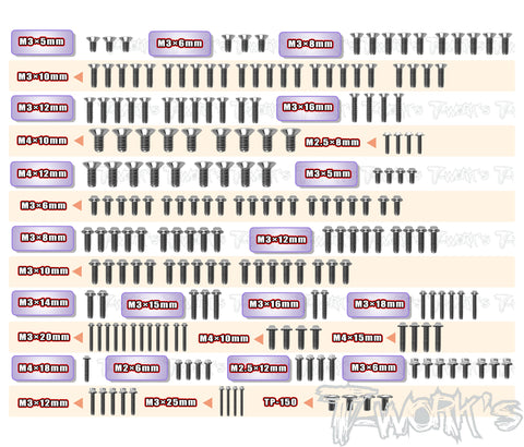 TSSU-X3GTS'26	64 Titanium Screw set ( UFO Head ) 204pcs.( For Hong Nor X3GTS'26 )