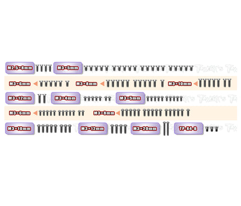 TSSU-X4F'26	64 Titanium Screw set ( UFO Head ) 112pcs. ( For Xray X4F'26 )