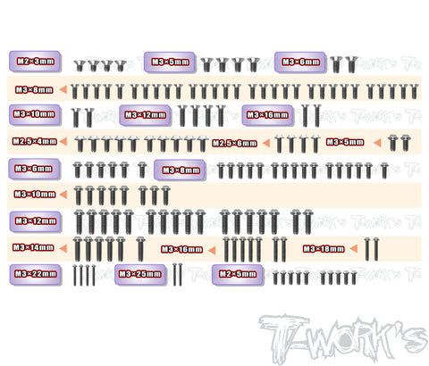 TSSU-XB2D'26	64 Titanium Screw set ( UFO Head ) 142pcs.( For Xray XB2D'26 )