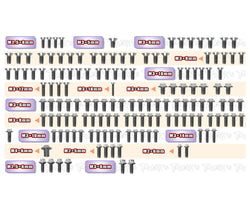 TSSU-A1025   64 Titanium Screw set ( UFO Head ) 146pcs.( For ARC A10 25 )