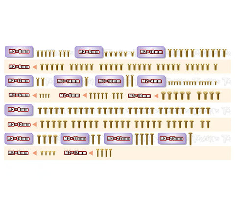 GSS-MO3.0    Gold Plated Steel Screw Set 172pcs.( For Yokomo MO3.0 )