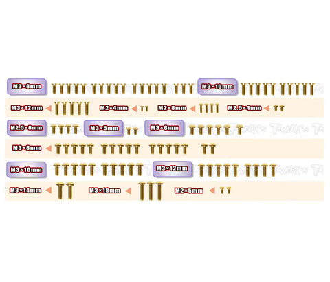 GSS-SD3.0   Gold Plated Steel Screw Set  96pcs. ( For Yokomo SD3.0 )