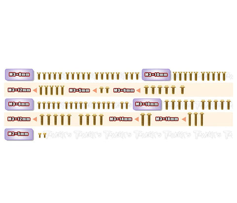 GSSU-SD3.0    Gold Plated Steel UFO Screw Set  84pcs. ( For Yokomo SD3.0 )