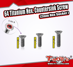 TSS-H2 64 Titanium Hex. Countersink Screw (2mm Hex Socket )