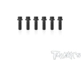 ASS-308P-BK  1/12 Pan Car Rear Wheel Hub Screws-M3x8mm  Black  ( For XrayX12'16/17/18/19/20/21US/EU , Serpent S120 2019/US/EU)  6pcs.